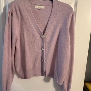 LOFT Purple Cardigan Sweater V-Neck Knit